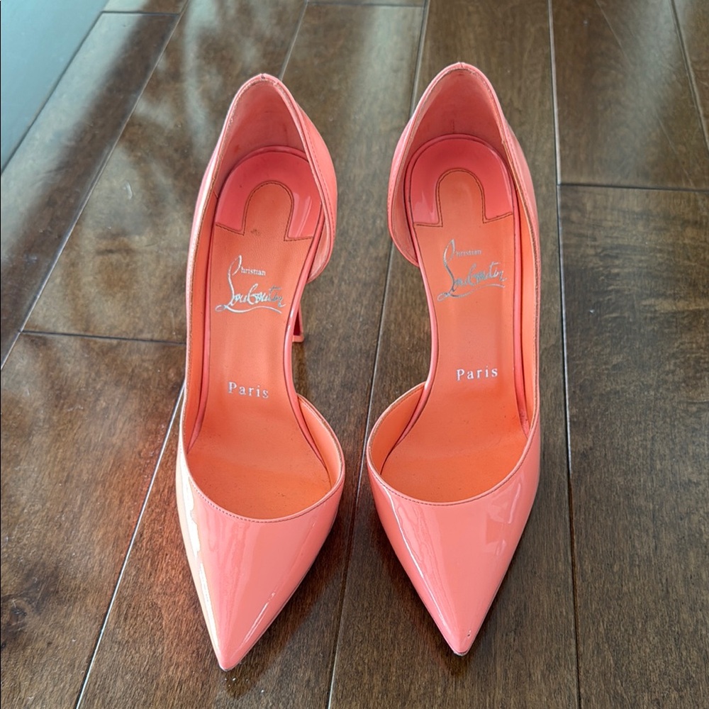 Christian Louboutin coral Heels Elegant d'Orsay Design